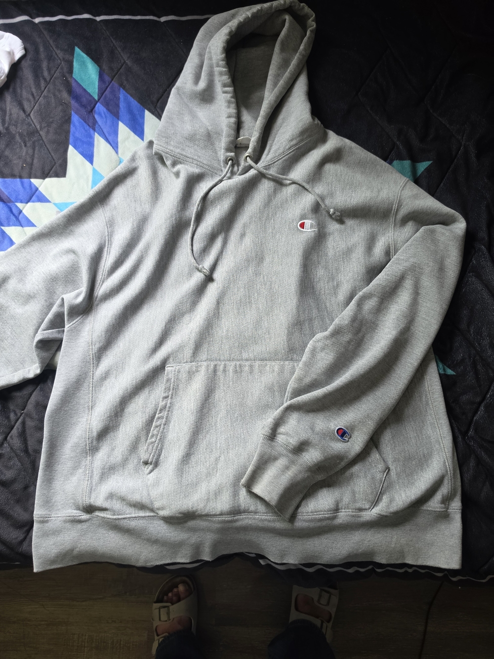 Champion Men's Gray Hoodie Sweatshirt - Classic Pullover